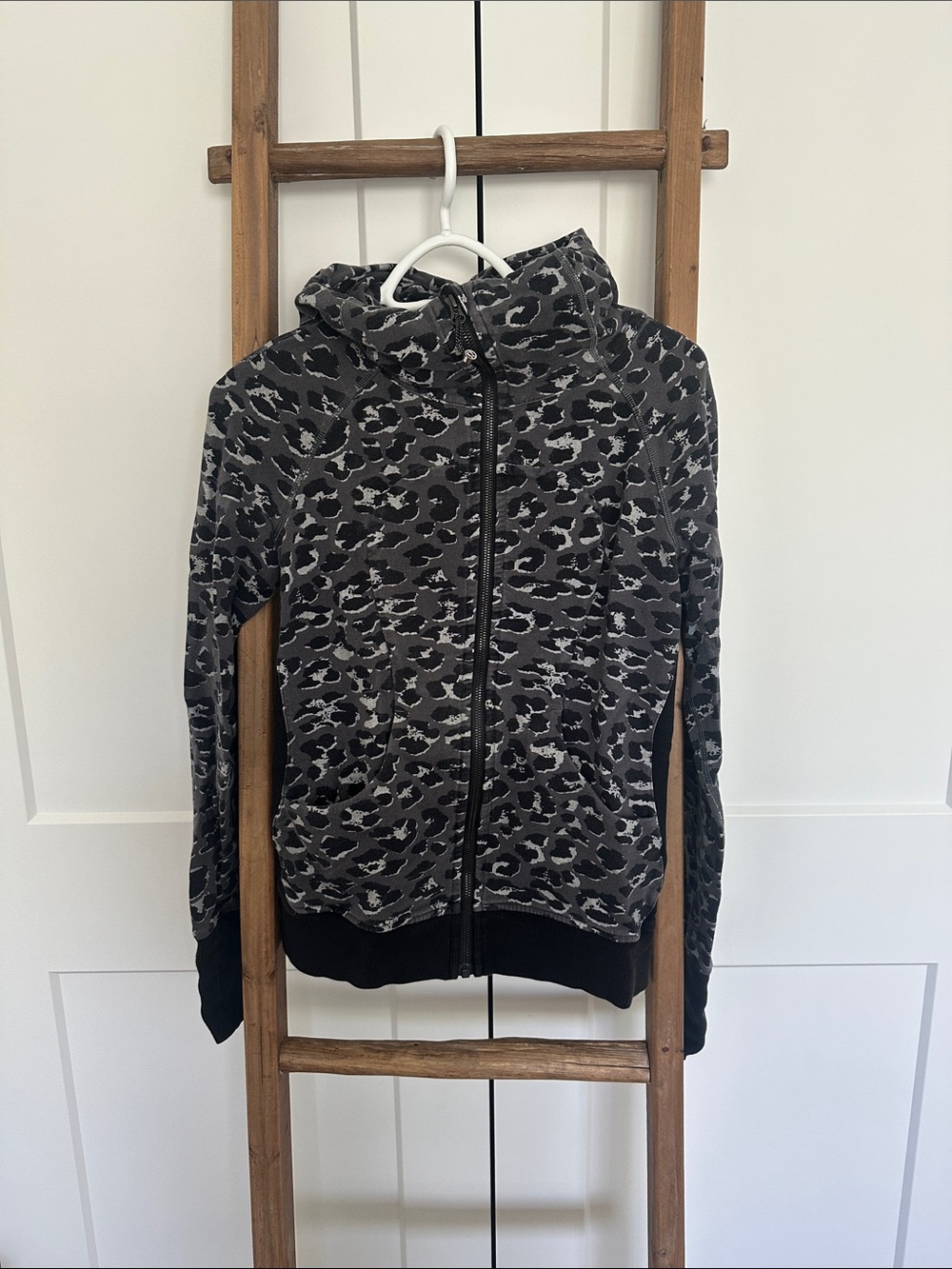 lululemon athletica Black and Gray Leopard Zip Hoodie